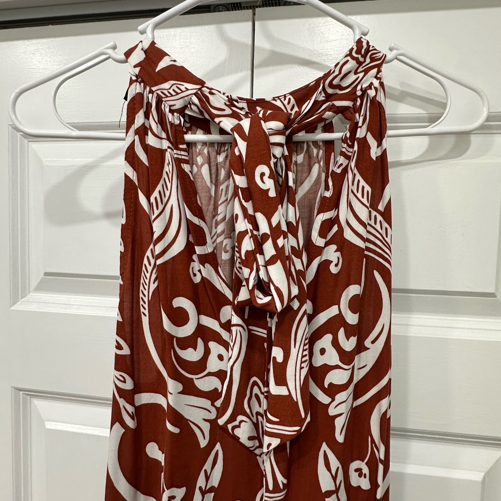 Rust orange White Patterned Maxi Dress - Picture 3 of 3
